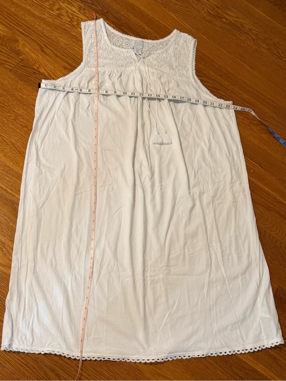 Sigrid Olsen White Lace Yoke Sleeveless Nightgown - 100% Cotton- Brand New - Picture 2 of 9